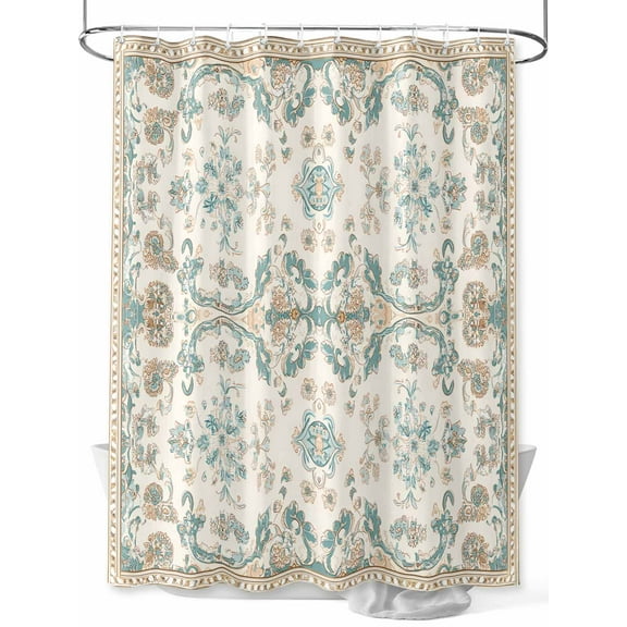 Fsddascl Retro Boho Shower Curtain Set - 48" x 72" Washable Bathtub Curtain with 12 Hooks, Farmhouse Ethnic Nation Abstract Flowers Waterproof Fabric Stall Shower Curtains for Bathroom/Bathtub