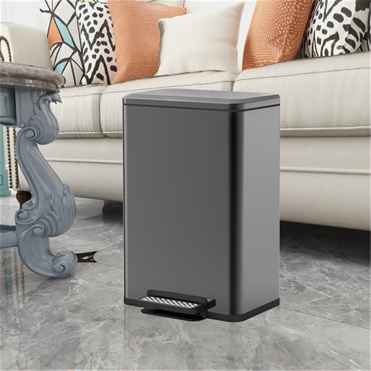 Oshion Kitchen Step Trash Can, 30 Liter / 8 Gallon Stainless Steel Rectangular Garbage Can ...