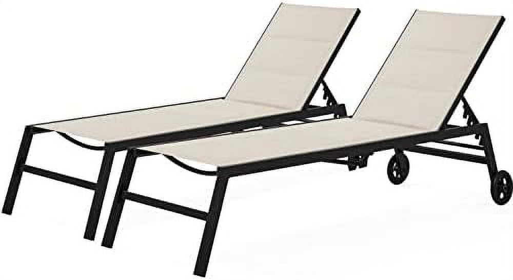 Outdoor Chaise Lounge Chairs With Wheels, Set Of 2 All Weather Patio