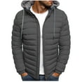 thumbnail image 2 of Txeol Puffer Jacket Men with Hood Warm Winter Full Zip Insulated Puffy Quilted Lined Coat Lightweight Packable Down Jackets,Gray,XL, 2 of 4
