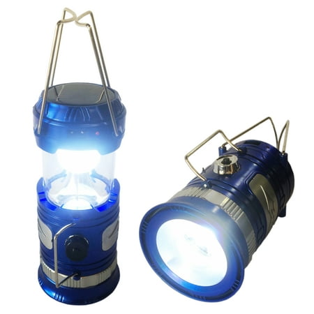 - Solar Powered Camping Lantern, Solar LED Camp Light & Handheld Flashlight, Blue