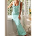 thumbnail image 5 of Yunliwuli Women Long Bodycon Dress Patchwork Sleeveless Cami Dress Summer Backless Slit Party Dress, 5 of 10