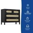 thumbnail image 3 of Moasis  3-6-Drawer Dresser Storage Cabinet Rattan Wood Closet Black - 4-drawer, 3 of 5