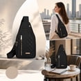 thumbnail image 4 of ROLKFUK Sling Bag for Women, Quilted Crossbody Chest Bag, Multi Pocket Oxford Shoulder Bag, 4 of 5