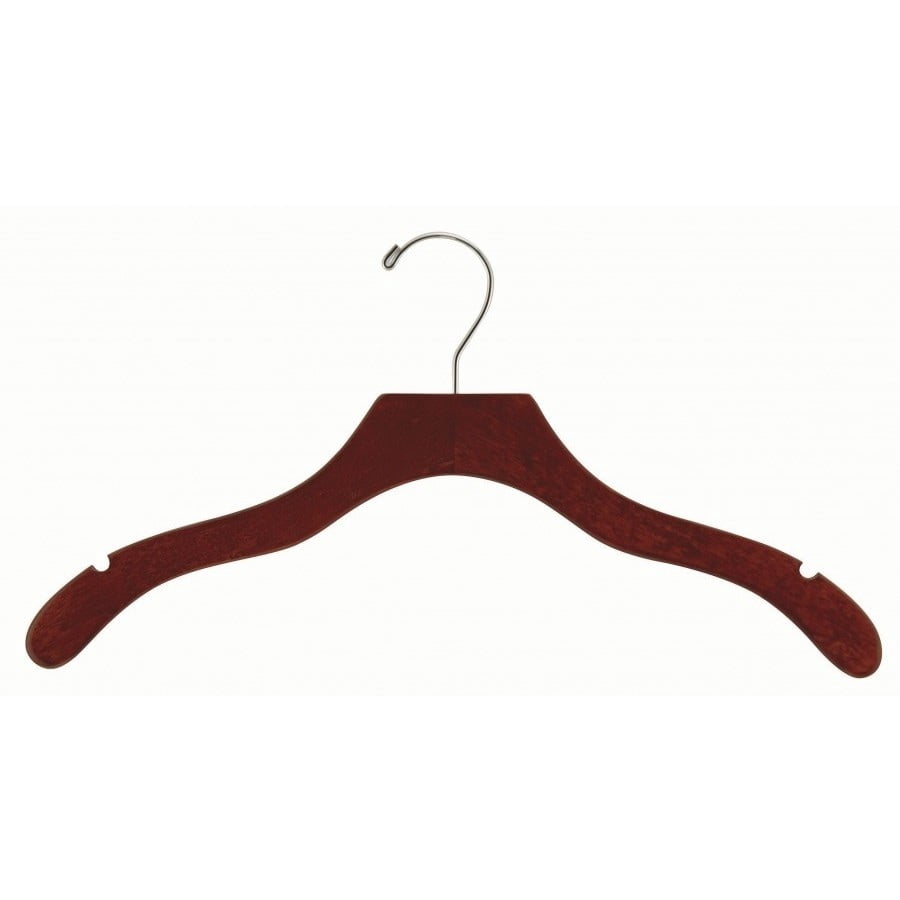 International Innovations Walnut Finish Wavy Suit Hanger with Chrome Hardware (Case of 25)