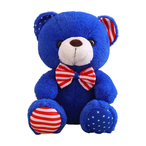 Independence Day Plush Bear Cute Striped Patriotic Decorative Stuffed Animal for Holiday Celebrations