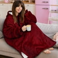 thumbnail image 6 of PAVILIA Blanket Hoodie for Women Burgundy, Sherpa Wearable Blanket Men, Cozy Oversized Sweatshirt Blanket, Warm Fleece Hooded Blanket Sweater with Sleeves and Giant Pocket, Adult Long, Wine Red, 6 of 7