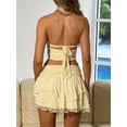 thumbnail image 6 of Biezeib Women Summer Skirts Outfits Lace Ribbon Tie-Up Backless Strapless Tube Tops Mini Skirts 2 Pieces Clothes Set, 6 of 6