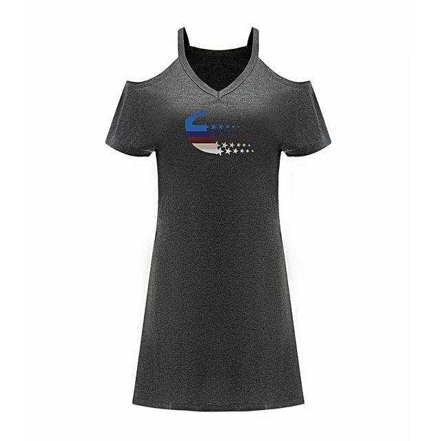 Vestido de mujer con hombros descubiertos, minivestido transpirable de verano para fiesta de uso diario , xxl