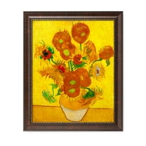 DECORARTS - Sunflowers - Vincent Van Gogh Giclee Prints w/ Antique Brown Frame for Wall Decor. Picture Size: 16x20", Total Size w/ Frame: 19x23"