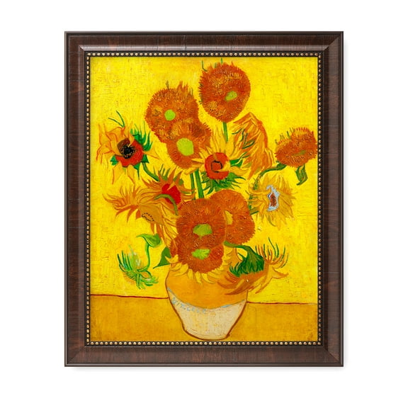 DECORARTS - Sunflowers - Vincent Van Gogh Giclee Prints w/ Antique Brown Frame for Wall Decor. Picture Size: 16x20", Total Size w/ Frame: 19x23"