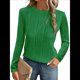thumbnail image 4 of Camisetas de Larga para Mujer, Blusa Informal Holgada de Punto Acanalado con Cuello Redondo, Jersey de Moda para Otoño. Verde M, 4 of 8