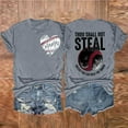 thumbnail image 2 of Blouses pour Femmes Mode Décontractée Baseball Amour Imprimé Double Face Manches Courtes Col Rond T-Shirt Haut, 2 of 3