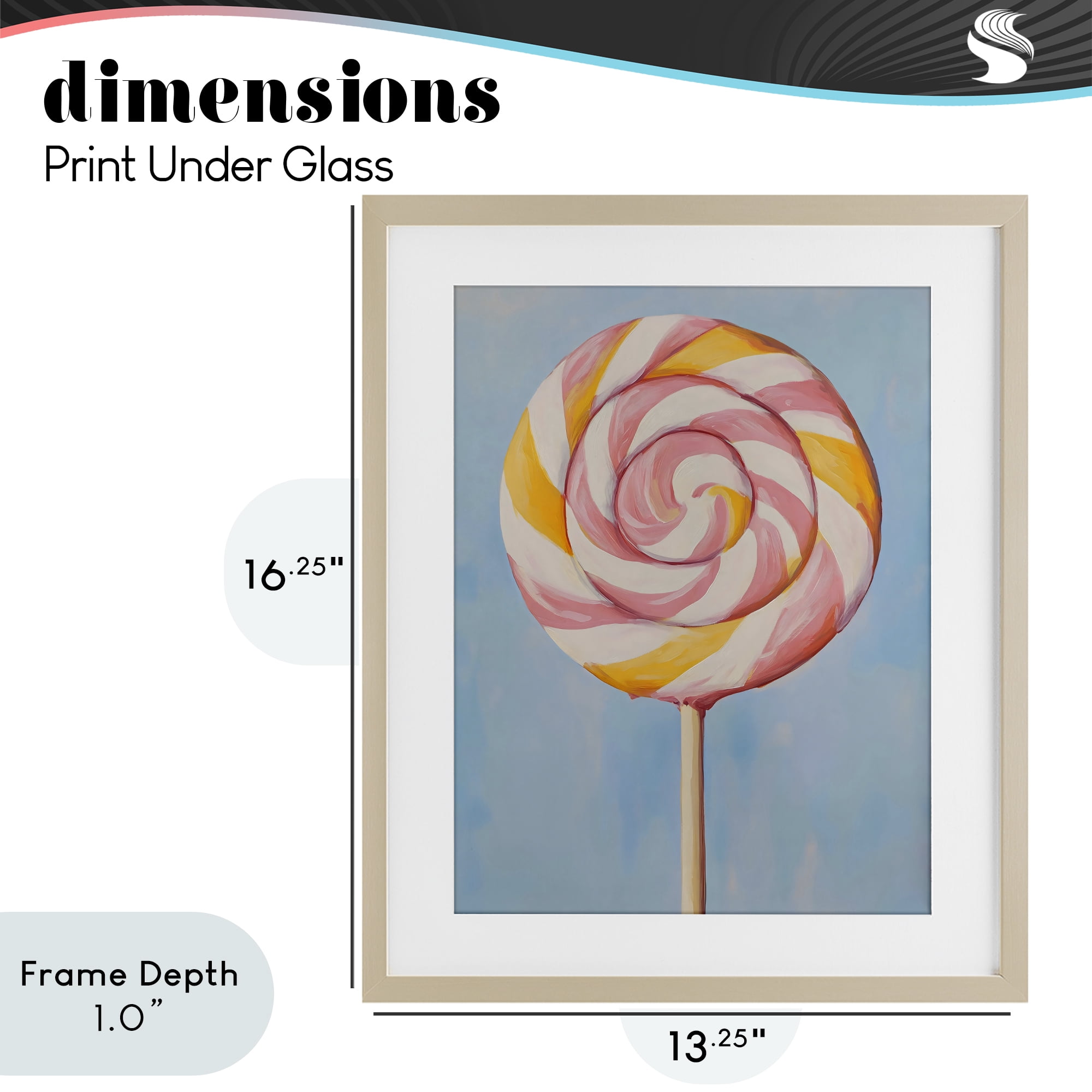 Stupell Industries Lollipop with Pink & Orange Swirl Birch Framed Print Under Glass, design by The Prints Vibe