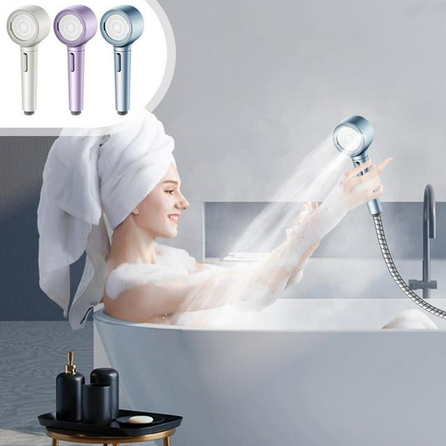 Feltree 360° Rotating High Pressure Handheld Shower Head, Non-Clogging ABS Rain Showerhead with Multiple Spray Modes for Powerful Mist Massage, Easy Install Bathroom Upgrade
