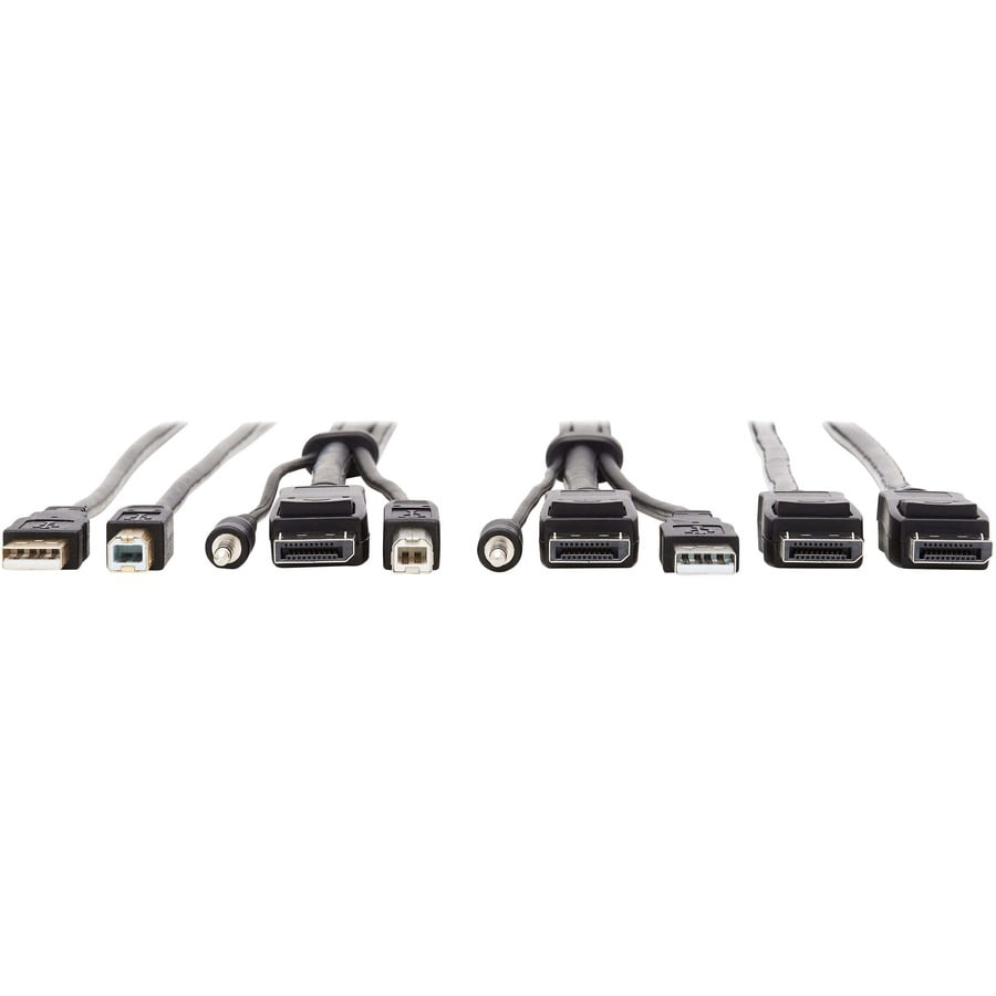 Tripp Lite by Eaton DisplayPort KVM Cable Kit - DP USB 3.5 mm Audio (3xM/3xM) + USB (M/M) + DP (M/M) 4K 10 ft. (3.05 m) Black - 10 ft KVM Cable for KVM Switch, Computer, Monitor - First End: 1 x Mi...