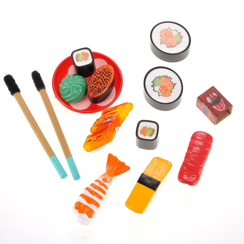 PlayWorld Japanese Sushi Dinner Bento Box Pretend Play Cutting Food Set 21pcs