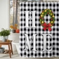 thumbnail image 3 of HOME Christmas Wreath Shower Curtains for Bathroom, Bow Retro Black And White Check Waterproof Fabric Shower Curtain for Bathroom Bathtub Decoration, Machine Washable, 72"x72", 3 of 9