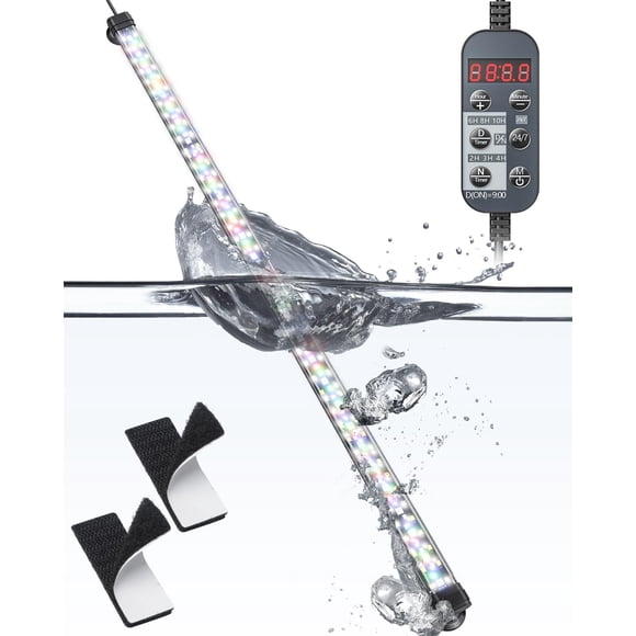 Pawfly Lumière LED d'Aquarium 14W 28 Pouces 24/7 Aquarium avec Spectre Complet Blanc Brillant Bleu Rouge Vert Lumières LED Multicolores avec Mode D/N Simple