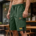 thumbnail image 6 of successthop Cargo Shorts for Men Relaxed Knee Length Sweatpant Shorts Drawstring Bottoms Oversized Clothes with Pockets L, 6 of 8