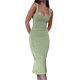 thumbnail image 1 of VISgogo Vestido ajustado informal para mujer, vestido a media pierna de corte bajo sin mangas de color sólido VISgogo moda, 1 of 7