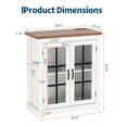 thumbnail image 2 of Buffet Cabinet with Glass Doors and Storage - Sideboard with Built-in Power Outlet - Walnut Top, White Panel - Ideal for Kitchen, Living Room, Coffee Bar, Pantry, 2 of 5