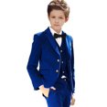 thumbnail image 3 of Visaccy Boy Toddle Teenagers Suits 5 Pieces Outfit Set Boys Velvet Suit Blazer Vest Pants Formal RoyalBlue Tuxedo Slim Dresswear, 3 of 4