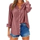 thumbnail image 4 of Neewe Womens Plain V Neck Button Down Shirts Long Sleeve Tops Casual Collared Blouses Loose Fit, 4 of 6