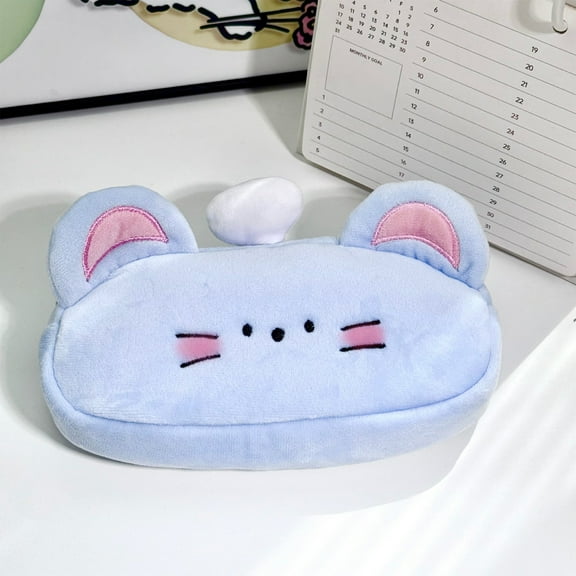 Fufafayo under $5 Fluffy Plush Cute Animal Pencil/Pen Pouch Soft Cosmetic Bag Tote/Travel Organizer Large Capacity