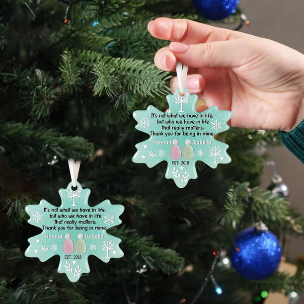 Adornos navideños de cristal marino | Colgantes hechos a mano con forma de copo de nieve | Regalo de recuerdo de amistad | Decoración navideña acrílica 2D para el hogar