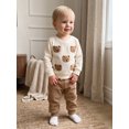thumbnail image 3 of Miaouyo Toddler Baby Boy Fall Outfit Bear Long Sleeve Sweatshirt and Joggers Set, 3 of 9