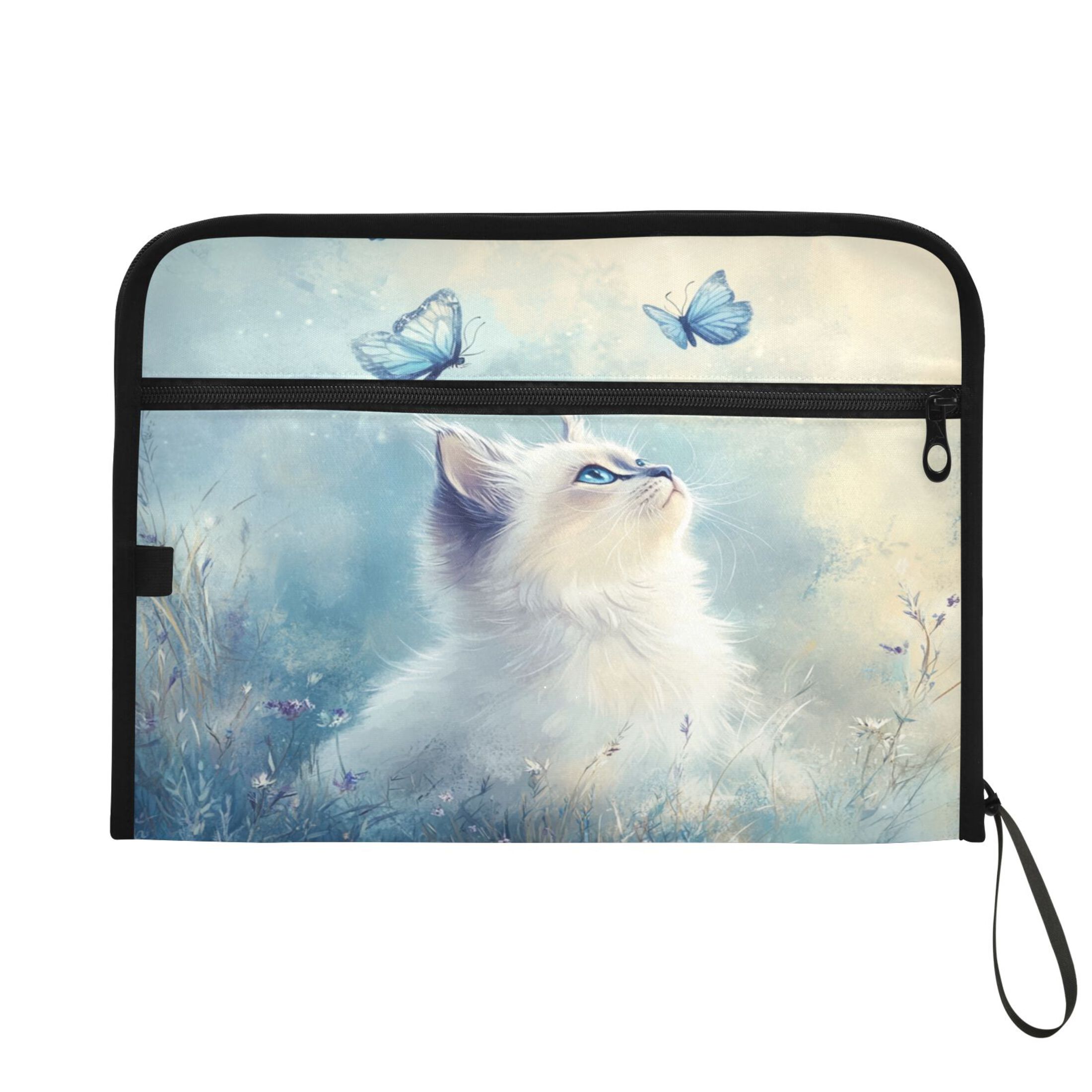 WOBOGO Pretty White Ragdoll Cat Expanding File Folder Letter Size Accordion Filing Organizer 13 Pocket Separate Organ Pocket