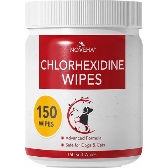 NOVEHA Pet Wipes - Formulated Pet Wipes - for Facial and Finger Folds, Underarms - 3" x 2" Size (150 Counts)