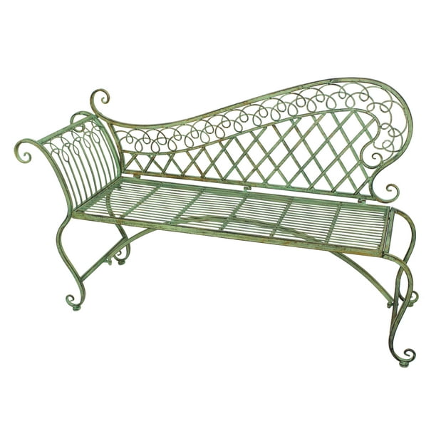 Garden Lounge Bench 35 High Wrought Iron Antique Green Rustic Finish Com Garden Lounge Bench 35 High Wrought, Rustic Wrought Iron Outdoor Furniture
