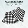 thumbnail image 5 of Daiia Black White Plaid Pattern Bucket Hat - Trendy Cotton Sun Hat for Beach, Golf, Fishing - Fun Outdoor Vacation Boonie for Men and Women, 5 of 9