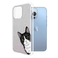 thumbnail image 2 of WIRESTER Clear/Silver Glitter Case, Sparkle Bling TPU Cover for Apple iPhone 13 Pro 6.1" 2021, Animal Black White Tuxedo Cat Hide And Seek, 2 of 3