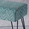 thumbnail image 5 of Home Soft Things Jacquard Chenille Stool Chair Upholstered Footrest Ottoman with Black Metal Legs and Padded Seat, Arusha-Turquoise, 19" x 13" x 17", 5 of 7