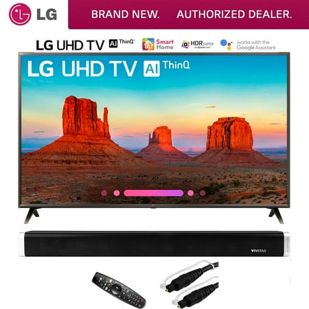 LG 49UK6300PUE 49" Class 4K HDR Smart LED AI UHD TV w/ThinQ (2018 ) w/ Vivitar 24-Inch Wall Mountable Wireless Bluetooth Soundbar