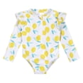 thumbnail image 1 of Gerber traje de baño niña UPF 50+ cierre frontal blanco limones 2 a 5 años, 1 of 5