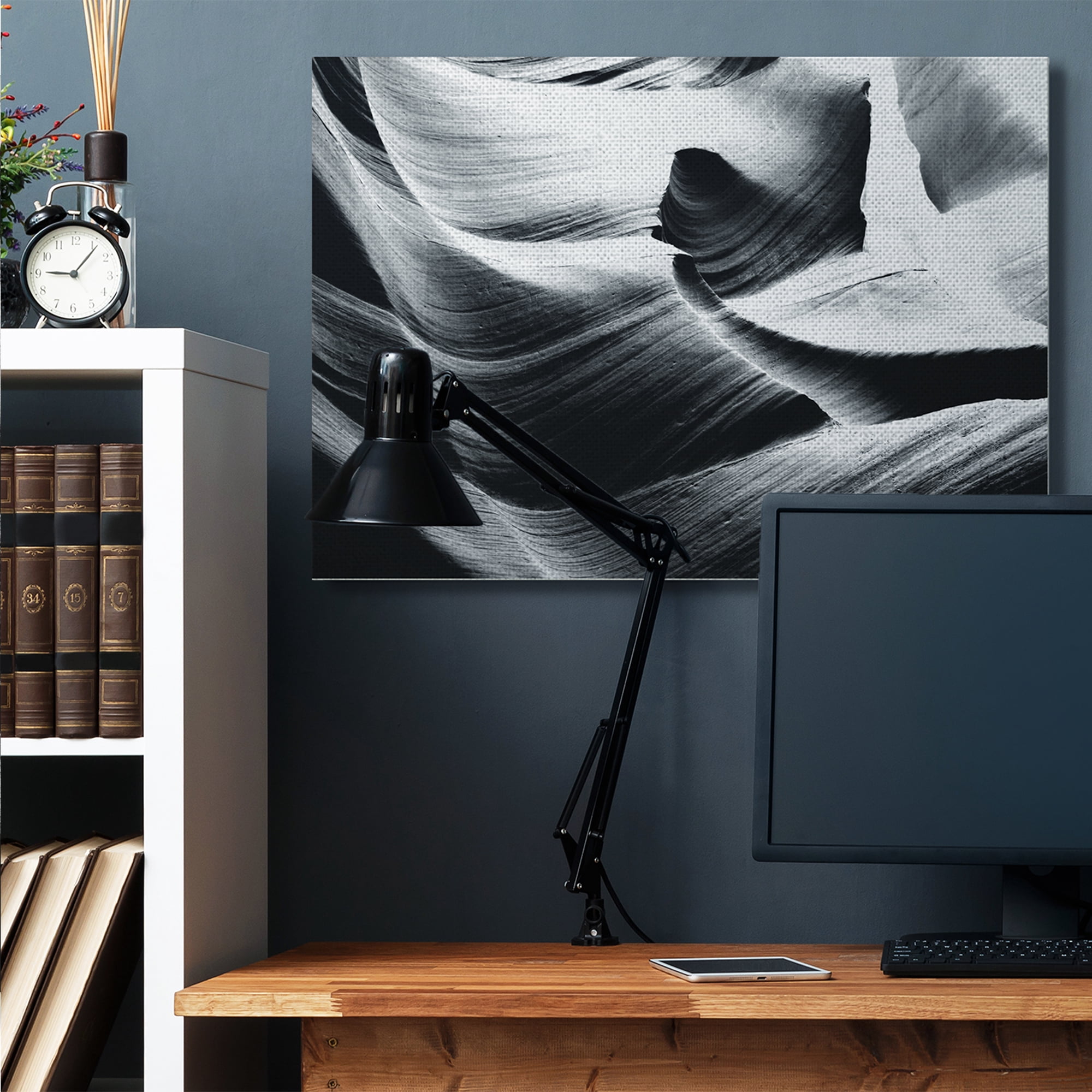 Stupell Industries Abstract Canyon Edge Smooth Rock Black White Canvas Wall Art by Daphne Polselli