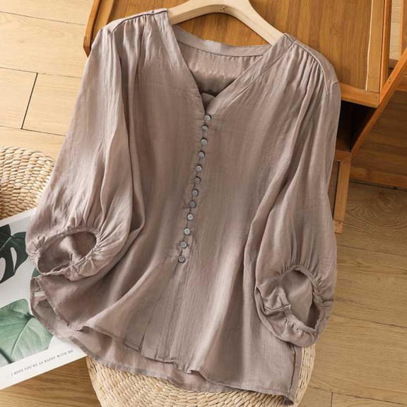 Njagoc3 Plus Size Casual Linen Cotton Tencel V-Neck Embroidery Loose Fit Tank Top