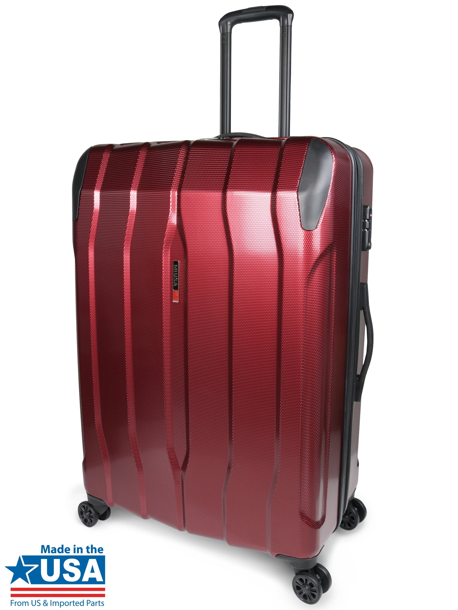 MIUSA 30" Hard Side Poly carbonate Luggage w/ 4x4 Spinner Wheels, Red