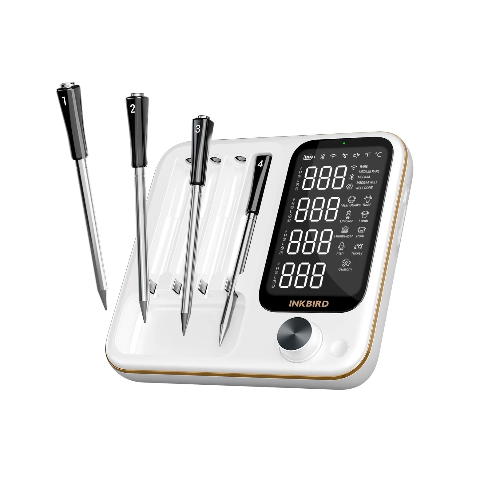 Father‘s Day INKBIRD WiFi & Bluetooth Meat Thermometer with 4 Probes Unlimited Range Dishwasher Waterproof Bluetooth Thermometer for iOS & Android
