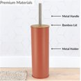 thumbnail image 2 of Terracotta Metal and Holder Set with Bamboo Lid, Modern Bathroom Accessory Set for Deep Cleaning, Compact Design, Durable Bristles, Easy Grip Handle, Guard, Steel Finish, 2 of 6