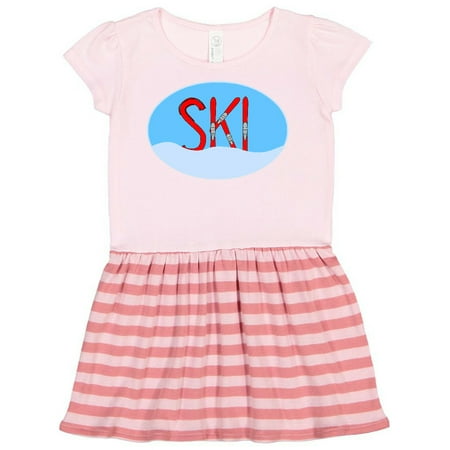 

Inktastic Ski Red Skis And Snow In An Oval Gift Toddler Girl Dress