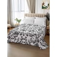 thumbnail image 2 of Black Flower Flat Sheet Only Twin Size, Soft Breathable Bed Top Sheets for Mattress, Vintage Farmhouse Boho Leaf Spring Plant Luxury Bedding Flat Sheets for Home Hotel Bedroom Bed Protection, 2 of 9