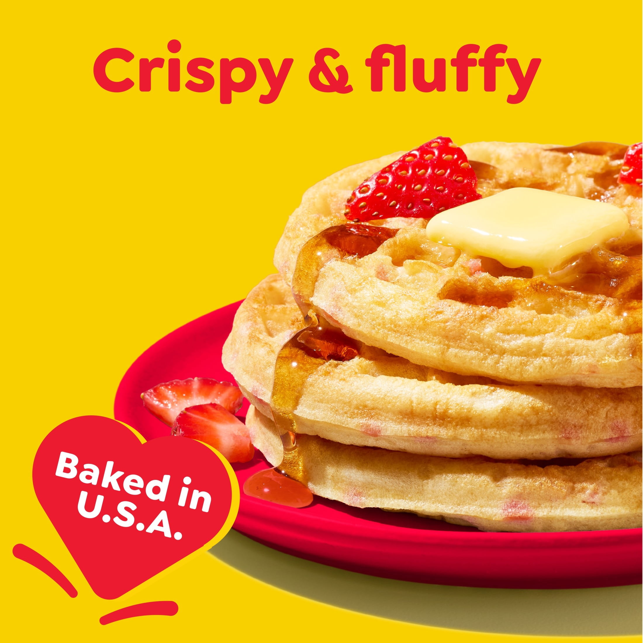 Eggo Strawberry Waffles, Breakfast Food, 12.3 oz, 10 Count (Frozen), Regular