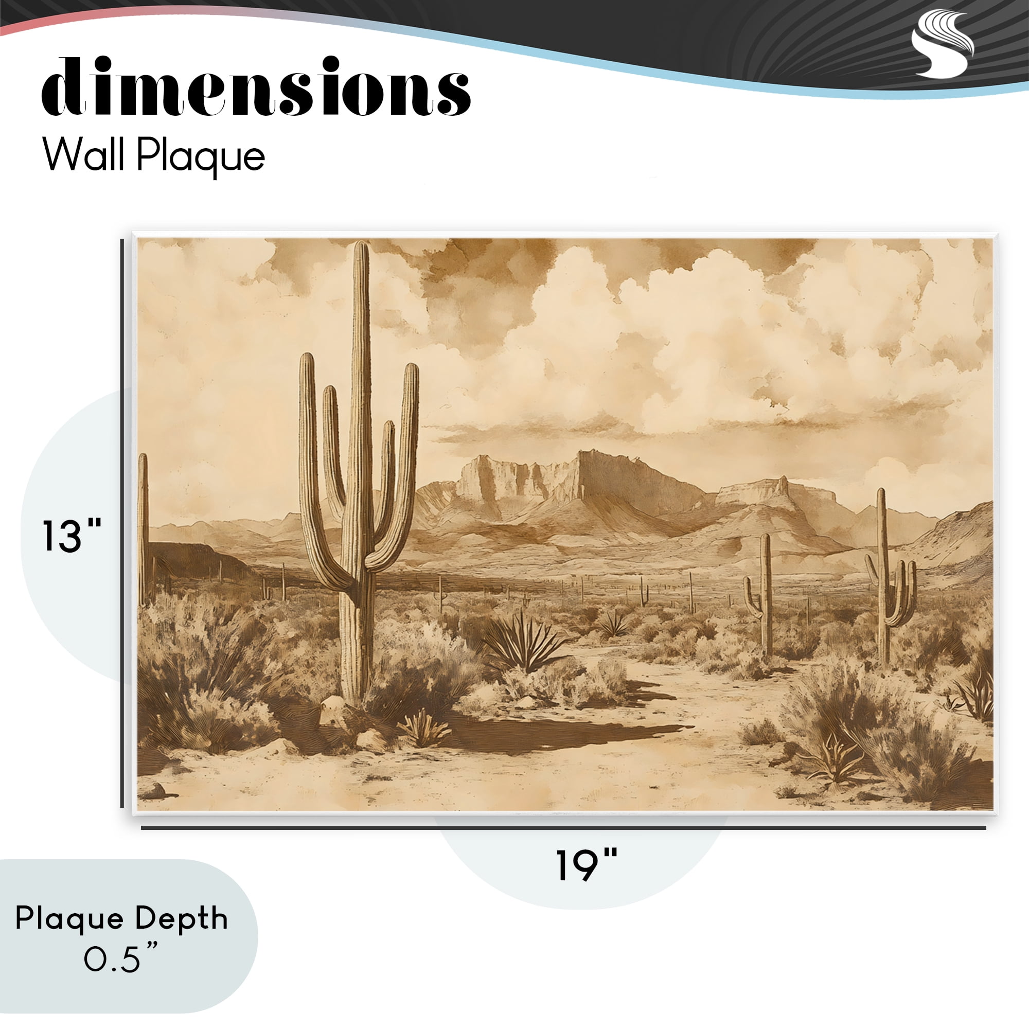Stupell Industries Vintage Desert Peaks with Saguaro Wall Plaque Art, design by Franklyn Gregory