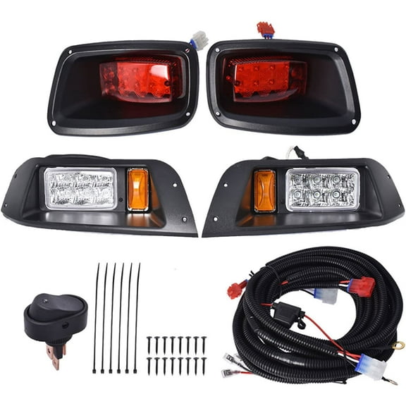 LED Headlight Tail Light Kit Assembly Replacement for EZGO TXT Golf Cart