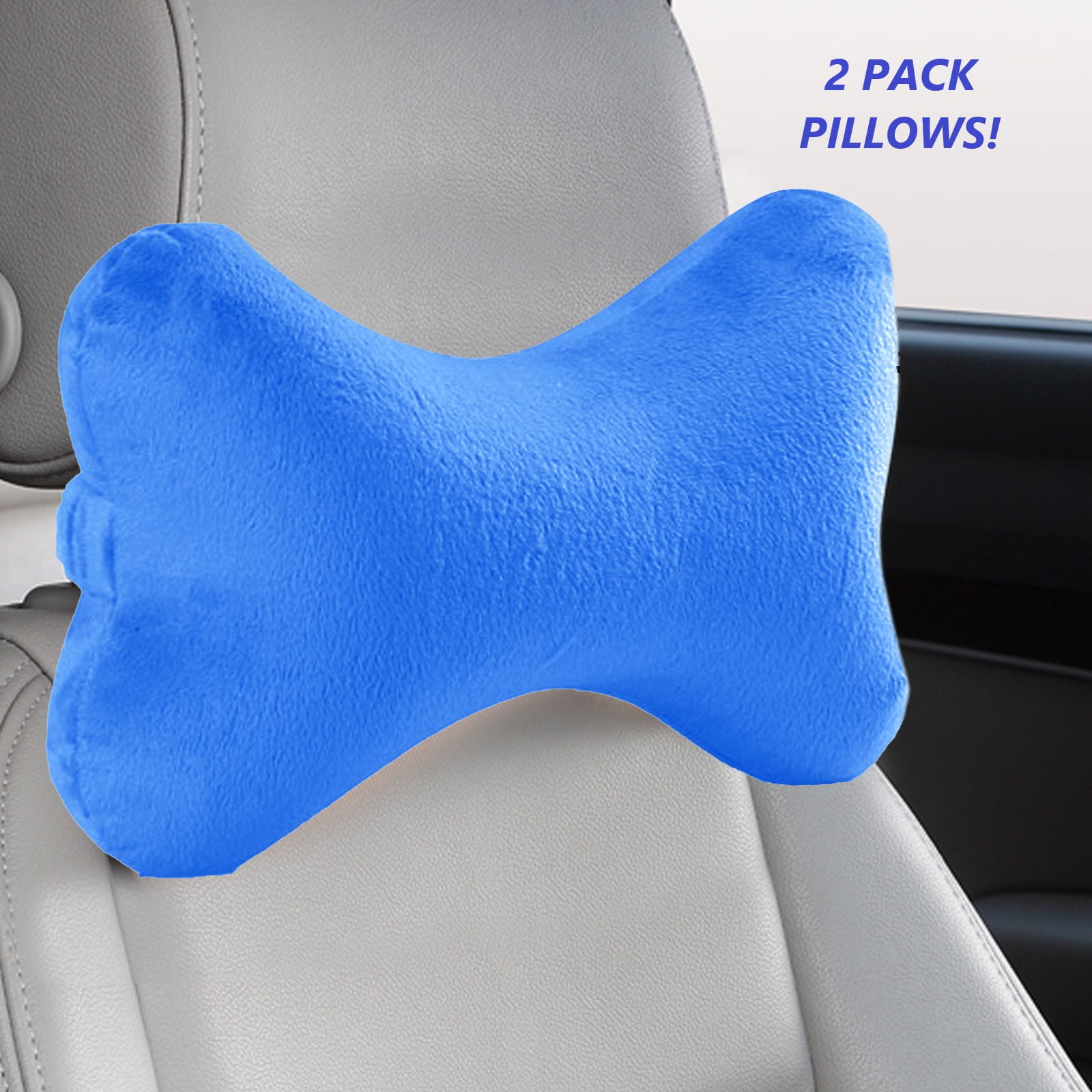 Auto Sport 2 PCS Genuine Leather Bone-Shaped Car Seat Pillow Neck Rest Headrest Comfortable Cushion Pad with Logo Pattern fit Fo-rd Accessory 